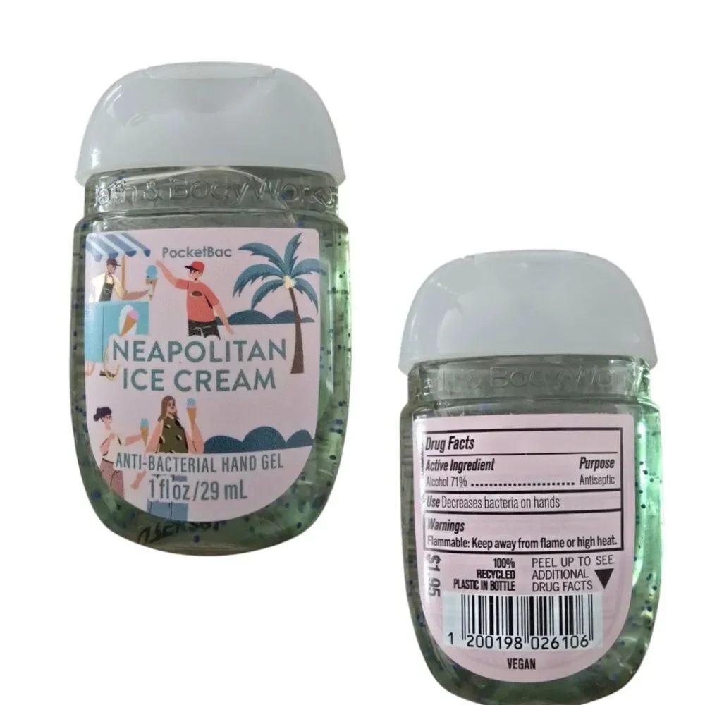 Neapolitan Ice Cream PocketBac Set 3 Sanitizers with Pink Sundae Holder NWT